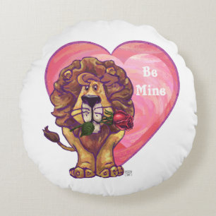 Lion Valentine's Day Round Cushion