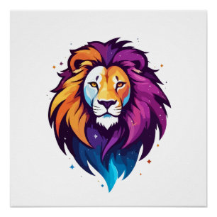 Lion Vector Art Animal Modern Urban City Graphic Poster