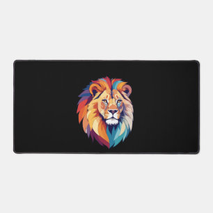 Lion Vector Art with Vibrant Colours Desk Mat