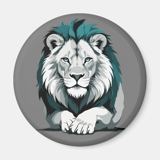 Lion Vector Graphic Art Portrait Animal Spirit Magnet (Front)