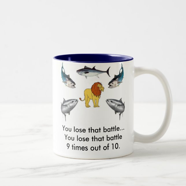 Lion vs Tuna Two-Tone Coffee Mug (Right)