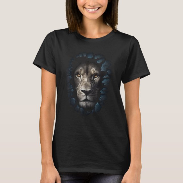 Lion Wall  Animal Motif Zoo Lion T-Shirt (Front)