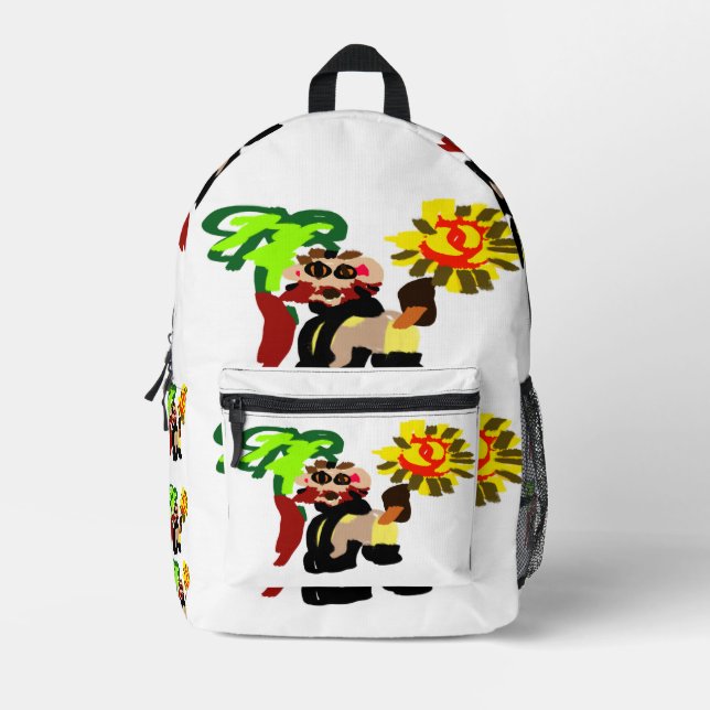 Lion warm blossom  printed backpack (Front)