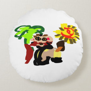 Lion warm blossom round cushion