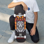 Lion Warrior Custom Personalised Name Skateboard<br><div class="desc">Lion Warrior Custom Personalised Name Skateboard features your personalised name in modern typography with a warrior lion on a black background. Personalise by editing the text in the text box provided. Give a custom made gift, personalised skateboard to your favourite skateboarder for Christmas, birthday or your BFF. Designed by ©Evco...</div>