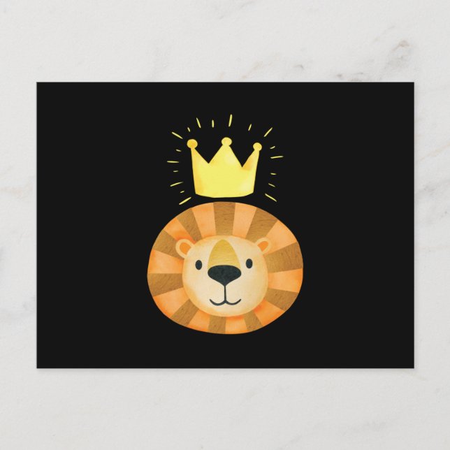 Lion Watercolor Animal Face Art Kids Invitation Postcard (Front)