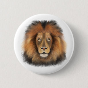 lion watercolor Leo king safari animal jungle cat 6 Cm Round Badge