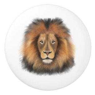 lion watercolor Leo king safari animal jungle cat Ceramic Knob