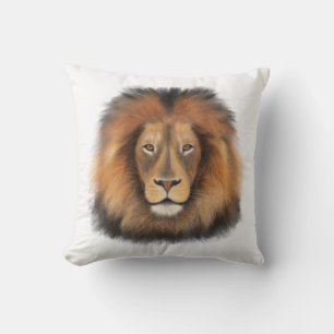 lion watercolor Leo king safari animal jungle cat  Cushion