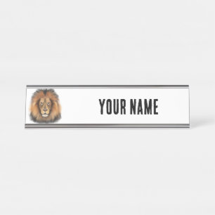 lion watercolor Leo king safari animal jungle cat Desk Name Plate
