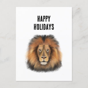 lion watercolor Leo king safari animal jungle cat Holiday Postcard