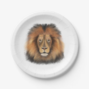 lion watercolor Leo king safari animal jungle cat Paper Plate