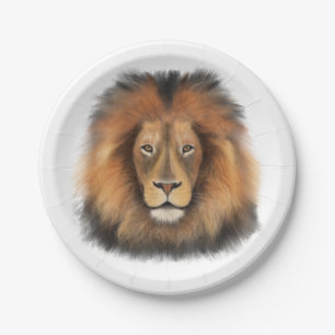 lion watercolor Leo king safari animal jungle cat  Paper Plate
