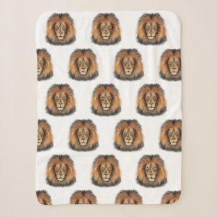 lion watercolor Leo king safari animal jungle cat Sherpa Blanket