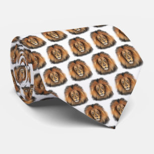 lion watercolor Leo king safari animal jungle cat Tie