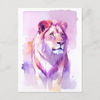 Lion Watercolor Portrait 3 Postcard
