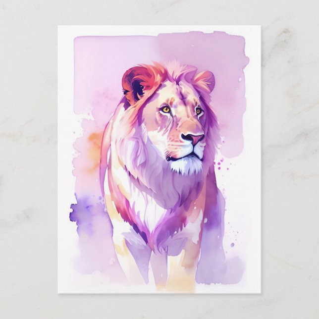 Lion Watercolor Portrait 3 Postcard (Front)