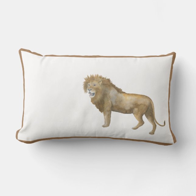 Lion watercolour brown boho frame pillow  (Front)