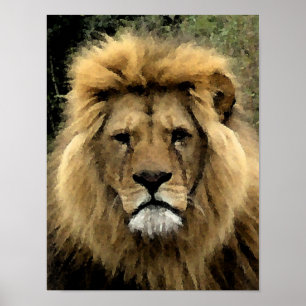 Lion Watercolour Portrait - Canvas Poster