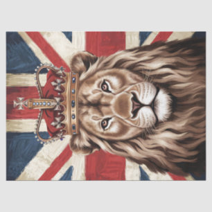 Lion Wearing a Crown British Flag Decoupage Tissue Paper