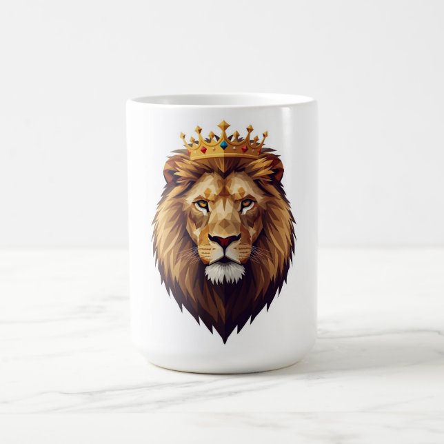 "Lion wearing a golden crown  Coffee Mug (Center)