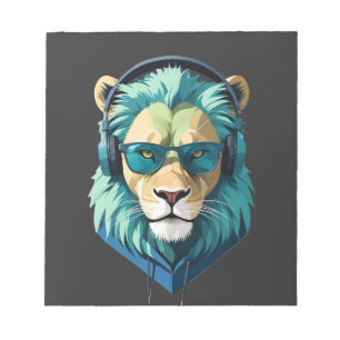 Lion Wearing Hoodie Funny Cool Animal Character Notepad