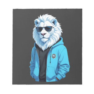 Lion Wearing Hoodie Funny Cool Animal Character Notepad