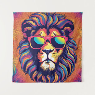 Lion Wearing Sunglasses Tapestry