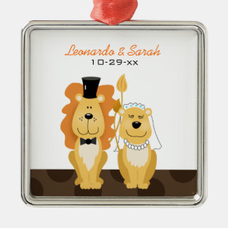 Lion Wedding Couple Custom Ornament