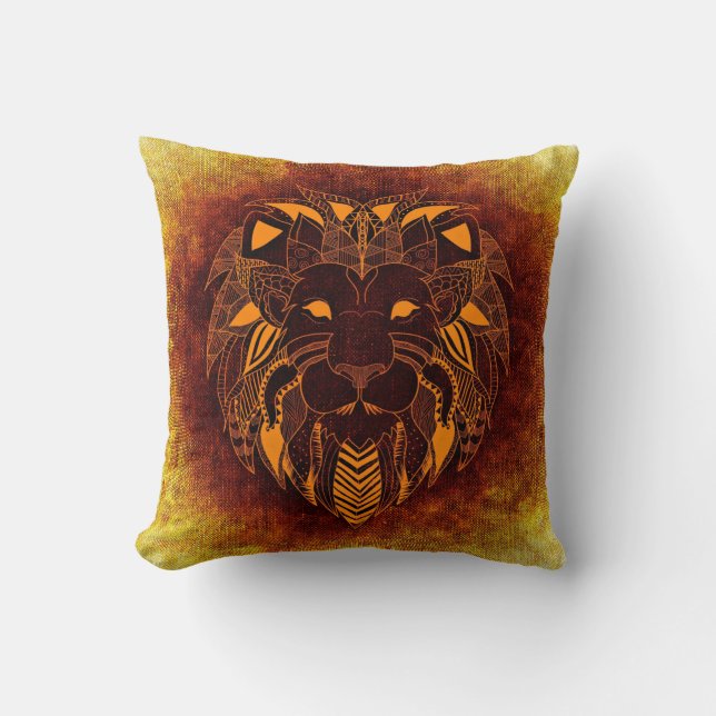 Lion wild animal abstract cushion (Front)