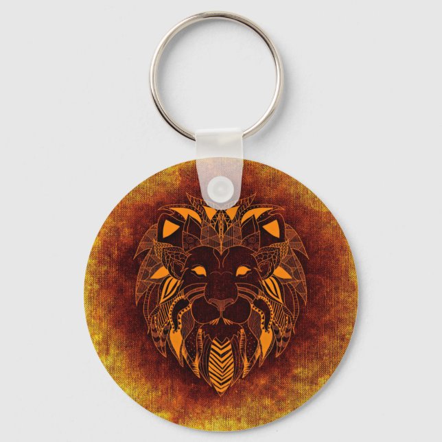 Lion wild animal abstract key ring (Front)