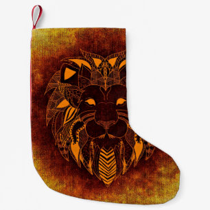 Lion wild animal abstract small christmas stocking