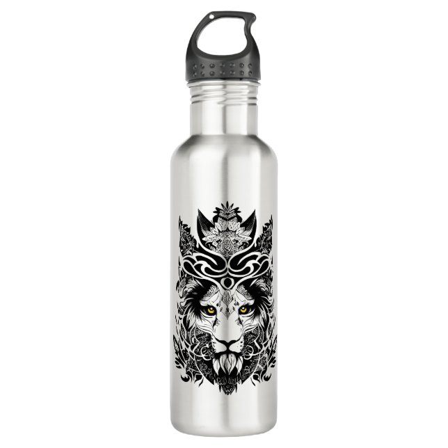 Lion Wild Animal Nature Illustration Art Tattoo 710 Ml Water Bottle (Front)