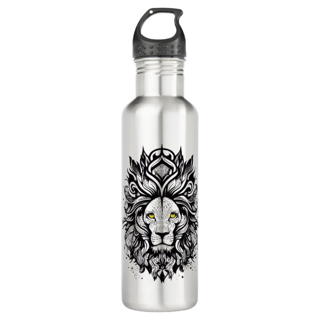 Lion Wild Animal Nature Illustration Art Tattoo 710 Ml Water Bottle (Front)