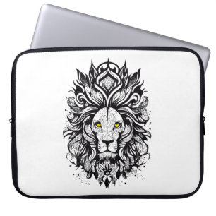Lion Wild Animal Nature Illustration Art Tattoo Laptop Sleeve