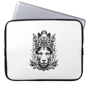 Lion Wild Animal Nature Illustration Art Tattoo Laptop Sleeve