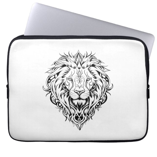 Lion Wild Animal Nature Illustration Art Tattoo Laptop Sleeve (Front)