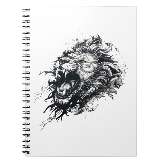 Lion Wild Animal Nature Illustration Art Tattoo Notebook (Front)