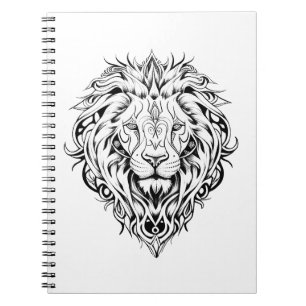 Lion Wild Animal Nature Illustration Art Tattoo Notebook
