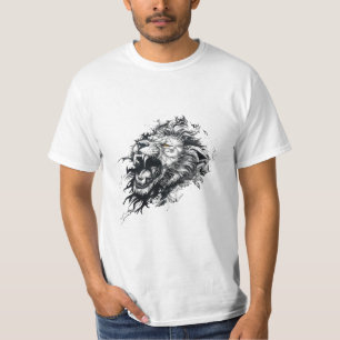 Lion Wild Animal Nature Illustration Art Tattoo T-Shirt