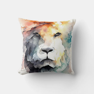 Lion Wild Animal Nature Watercolor Art Painting Cushion