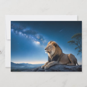 Lion Wild Majestic Animal On A Starry Galaxy Night Announcement