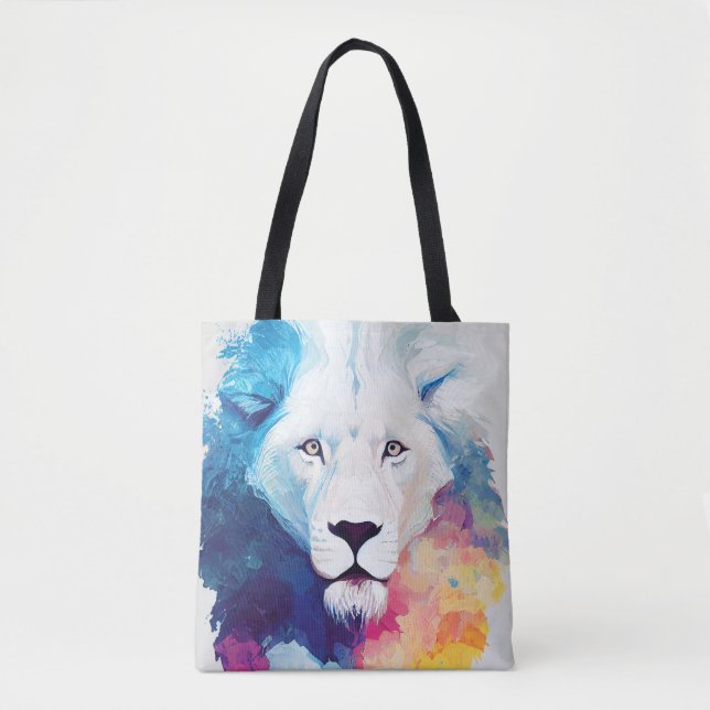 Lion Wild Nature Animal Colors Art Painting Tote Bag (Front)
