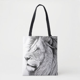 Lion Wild Nature Animal Illustration Art Drawing Tote Bag