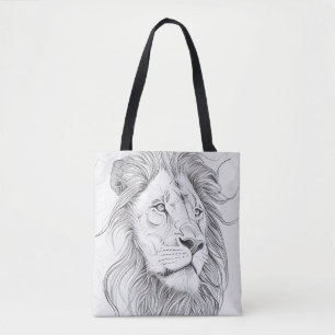 Lion Wild Nature Animal Illustration Art Drawing Tote Bag