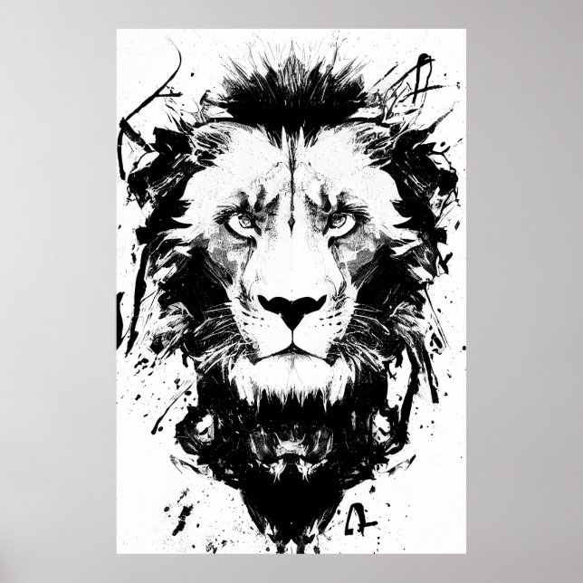 Lion Wild Nature Free Spirit Art Brush Painting Poster (Front)