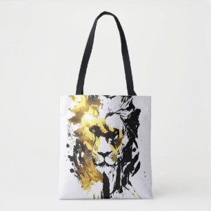 Lion Wild Nature Free Spirit Art Brush Painting Tote Bag