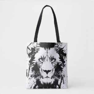 Lion Wild Nature Free Spirit Art Brush Painting Tote Bag