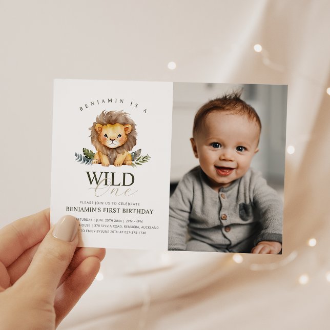 Lion Wild One Birthday Photo Invitation (Creator Uploaded)