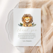Lion Wild One Birthday Thank You Card